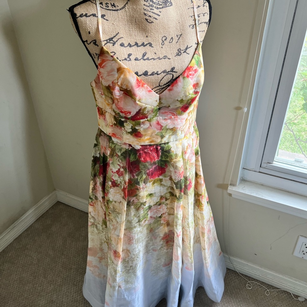🖤SOLD🖤 Zimmermann Garden Picnic Linen & Silk Dress, Size 4 (fits like 12 US) - Picture 6 of 17